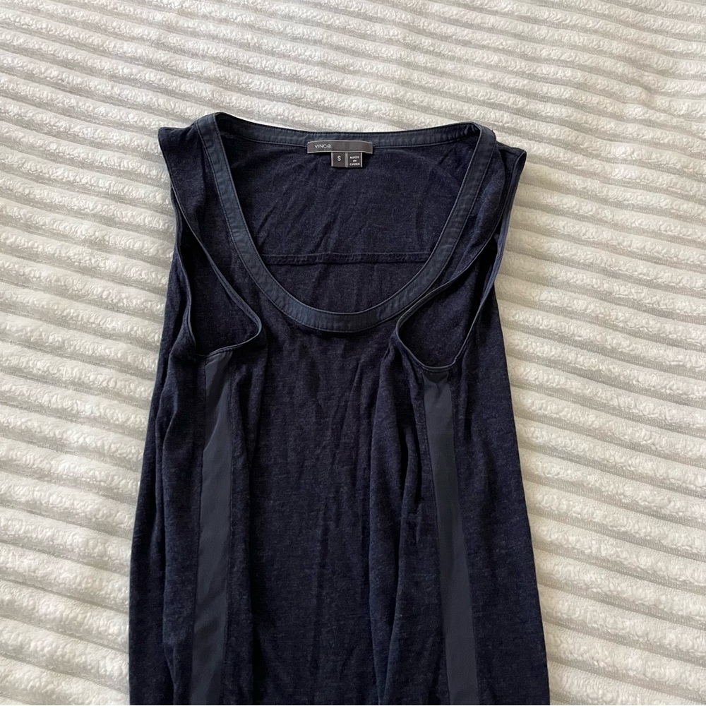 Vince Blue Side Stripe Tank Top - Picture 2 of 7